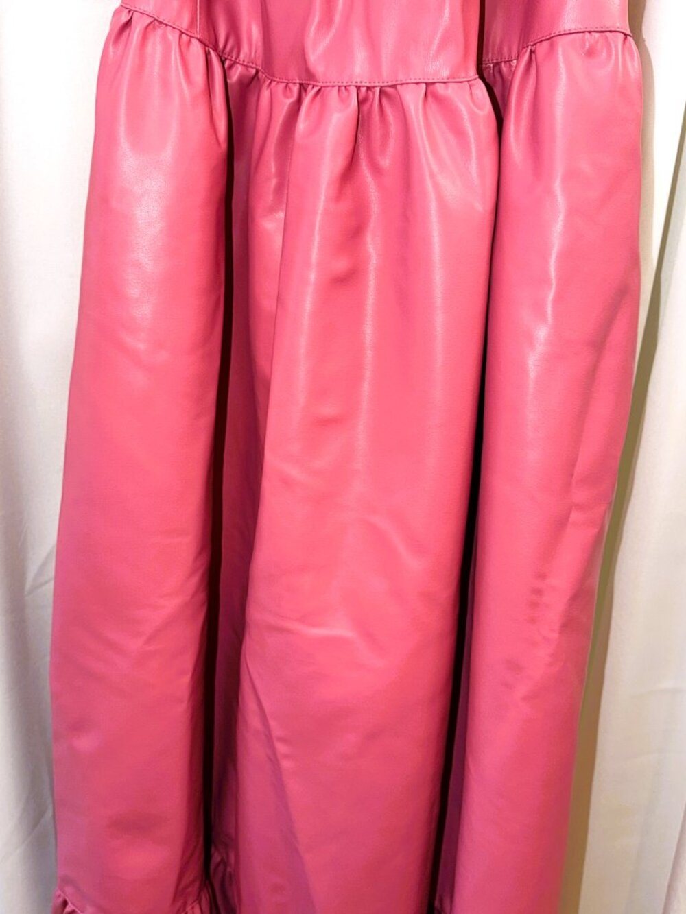 NWT Women's Fate Curve Pink Long Maxi Faux Leather Tiered Dress Size 3X - Picture 5 of 15
